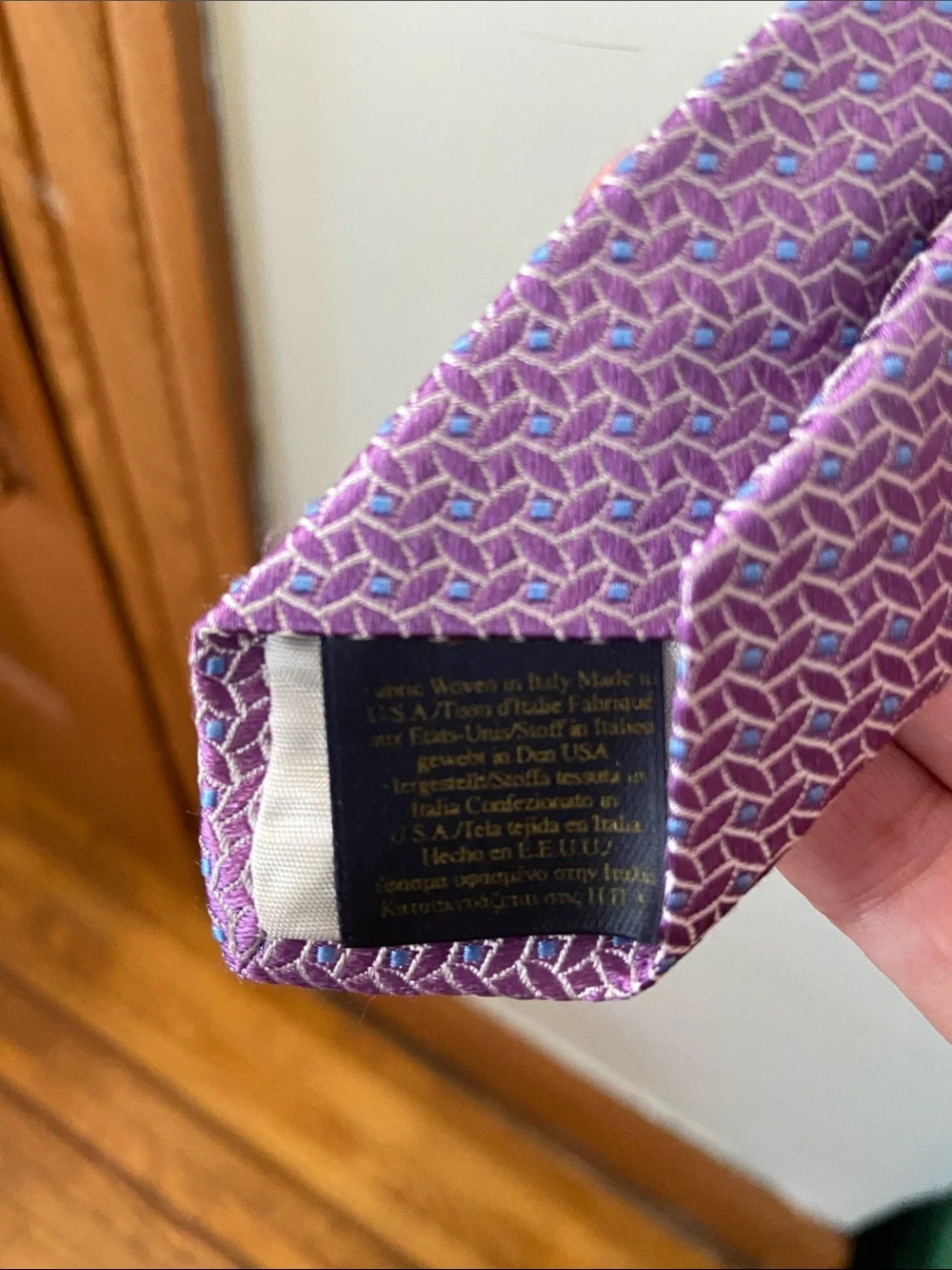 Brooks Brothers Purple Geometric Silk Tie with Blue Accents EUC